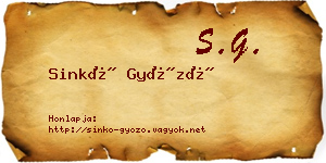 Sinkó Győző névjegykártya